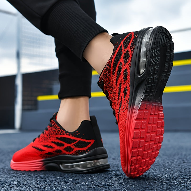 Lace-up Sneakers With Air Cushion, Athletic Shock-absorbing